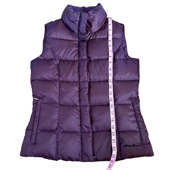 Eddie Bauer ~ Plum Goose Down Puffer Vest ~ Size Small ~ interior zipped pocket - Picture 12 of 13